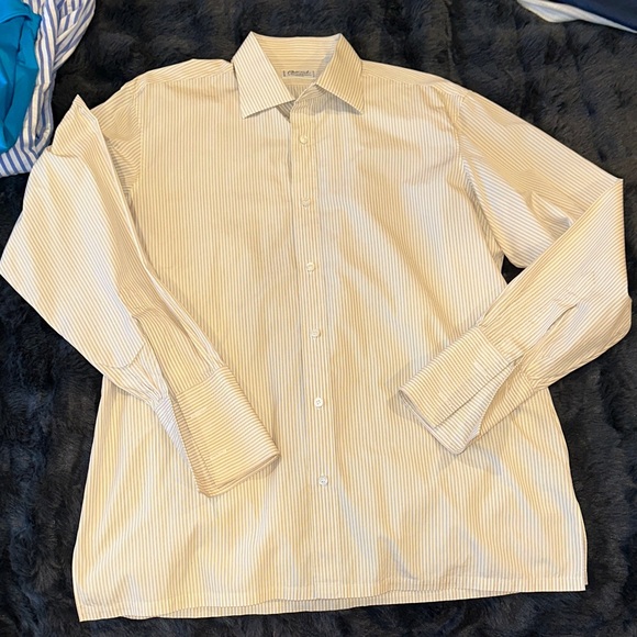 Charvet Men's Beige Striped Dress Shirt